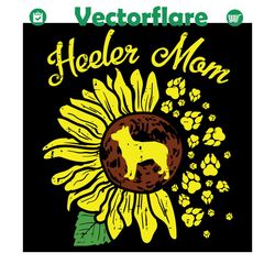 heeler mom sunflower paw blue red australian cattle dog svg, mother day svg, happy mother day, mom svg, heeler mom svg,