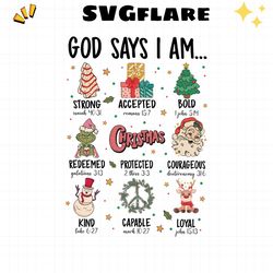 retro god says i am chirstmas vibes png