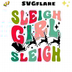sleigh girl sleigh santa reindeer svg