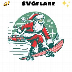 christmas santa claus skateboard svg