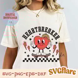 retro heart breaker happy valentines day svg