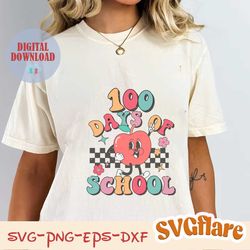 happy 100 days of school student apple svg