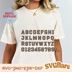 leopard alphabet set svg, leopard letters and numbers svg, leopard font clipart bundle, cheetah font svg, instant downlo