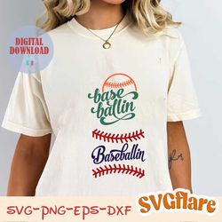 base ballin baseball cuttable design svg png dxf & eps designs cameo file silhouette
