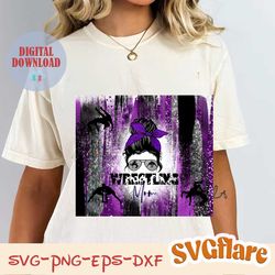 20oz skinny tumbler purple black grey wrestling mom glitter sublimation designs template straight png file download