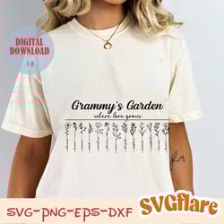 mothers day gift svg, grammys garden where love grows svg png files, flowers svg, personalized gift for grandmother svg