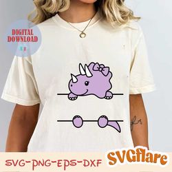 split dinosaur girl svg dinosaur name frame cut file cricut silhouette cute triceratops jurassic animal clipart png kids