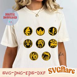 ranger cut files, power coin, dinosaurs coins , svg png eps