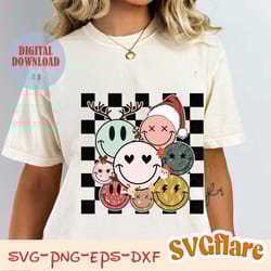 christmas smiley faces png, retro christmas png design, christmas sublimation file, christmas vintage design