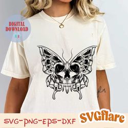 skull butterfly svg, skull svg, skull butterfly clipart, gothic svg, skeleton svg, skull cricut, skull shirt