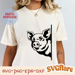pig peeking svg pig peeking png pig peeking eps dxf jpeg