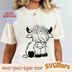baby cow svg highland cow svg cuttable design svg png dxf eps ai pdf jpg designs cricut cameo file silhouette highland h