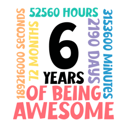 6th Birthday Svg | 6 Years Old Birthday Party Cricut File | Happy 6th Bday | Awesome Since 2016 | Commercial Use & Digit