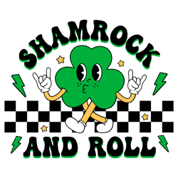 Shamrock And Roll Svg, Retro St Patricks Svg, Funny St Patricks Day Svg