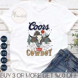 Coors Cowboy PNG, Retro Coors Cowboy Vintage Western PNG, Coors Banquet Western Country Cowboy Graphic Tee Cowgirl desig