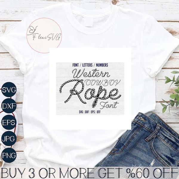 Western Cowboy Rope font Otf Handwriting Font Svg Rope Lette | Inspire ...