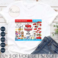 Cars SVG Bundle, cars svg, Lightning McQueen svg, Cars PNG clipart, For cars shirt or birthday, Lightning McQueen Silhou