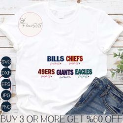 Chiefs New York Giants 49ers Eagles Bills SVG Bundle