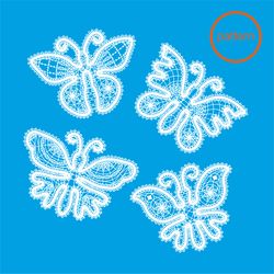 Bobbin lace Butterfly pattern Set 4 pcs Printable pattern