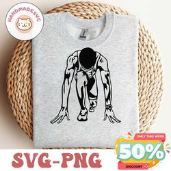 front starting running pose track & field svg, running svg, silhouette, cameo, cricut, cnc, laser, vinyl cutter