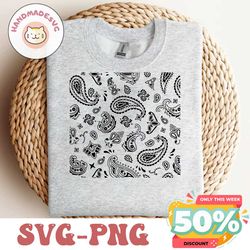 paisley svg western pattern bandana print svg/png digital files download instant seamless clip art transparent backgroun