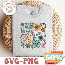 vintage boho easter flower bunny svg