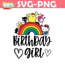 birthday girl kitty and friends svg