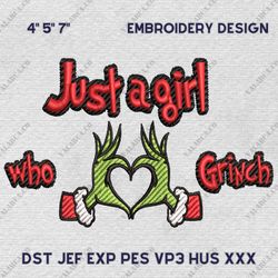 Just A Girl Who Love Happy Christmas Embroidery Design, Christmas 2023 Embroidery File, Instant Download