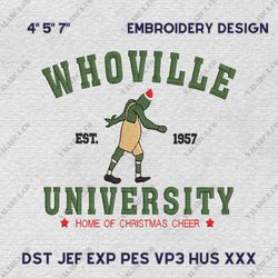 Green Monster University 1957 Happy Christmas Embroidery Design, Christmas 2023 Embroidery Design, Instant Download
