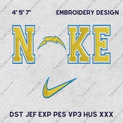 NIKE NFL Los Angeles Chargers, Logo Embroidery Design, NIKE NFL Logo Sport Embroidery Design, Famous Football Team