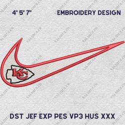NFL Kansas City Chiefs, Nike NFL Embroidery Design, NFL Team Embroidery Design, Nike Embroidery Design, Instant Download