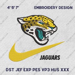 NFL Jacksonville Jaguars, Nike NFL Embroidery Design, NFL Team Embroidery Design, Nike Embroidery Design