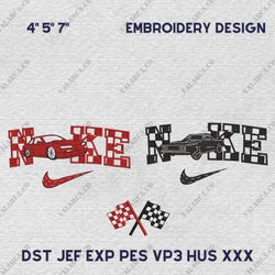 Nike Couple Racing Cars Embroidery Design, Retro Couple Nike Embroidery Design, Hot Movie Nike Embroidery File
