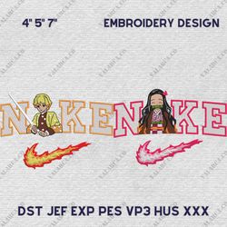 Nike Couple Nezuko and Zenitsu Embroidery Design, Demon Slayer Couple Nike Embroidery Design, Anime Nike Embroidery File