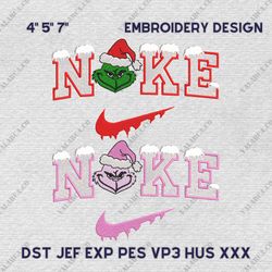 Nike Couple Mr And Mrs Grinch Embroidery Design, Christmas Couple Nike Embroidery Design, Snow Nike Embroidery File