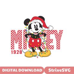 Retro Checkered Mickey Christmas Lights 1928 SVG File