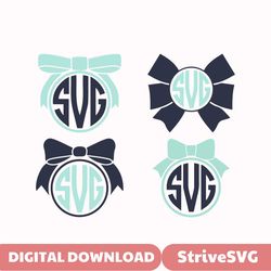 bow svg, bow monogram frame, cheer bow monogram svg, monogram bow cut file, silhouette, cricut cut file, digital