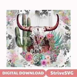 cow skull tumbler wrap, boho tumbler wrap, 20oz sublimation tumbler png, digital download, seamless design