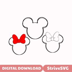 mickey mouse and minnie mouse head, mickey head scribble, minnie scribble svg, png, eps and png files included, instant