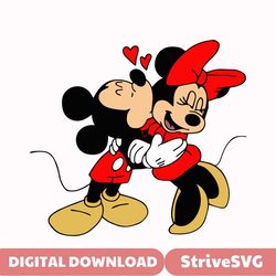 mickey mouse and minnie mouse kiss  love  digital download svg