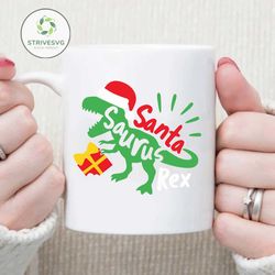 christmas dinosaur svg, santasaurus rex svg, santa dino svg, dxf, eps, png, holiday trex cut files, funny kids shirt