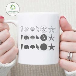 seashells svg. cricut cut files. layered files. silhouette. dxf. png. eps. digital download. sea shells svg. sea shells