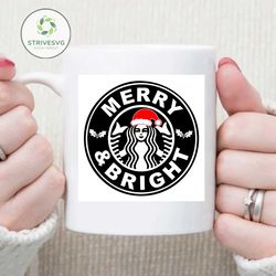 merry & bright svg, christmas svg, merry svg, bright svg, starbuck logo svg, starbucks christmas svg