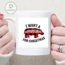 i want a hippopotamus for christmas svg, christmas svg, plaid hippopotamus svg