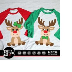 reindeers svg, christmas svg, girl boy reindeer svg dxf eps png, kids cut file, holiday clipart, xmas shirt svg, deer sv