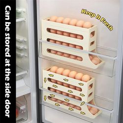 Automatic Scrolling Egg Holder: Large Capacity Refrigerator Egg Storage Box