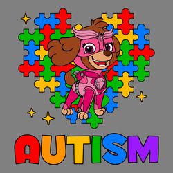 groovy paw patrol skye autism heart svg digital download files