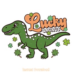 lucky saurus, retro st patrick's day png