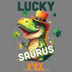 lucky saurus rex, st. patrick's day png digital download files
