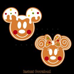 christmas mickey boy mouse gingerbread minnie girl mouse svg, png, dxf, eps files, cut fil